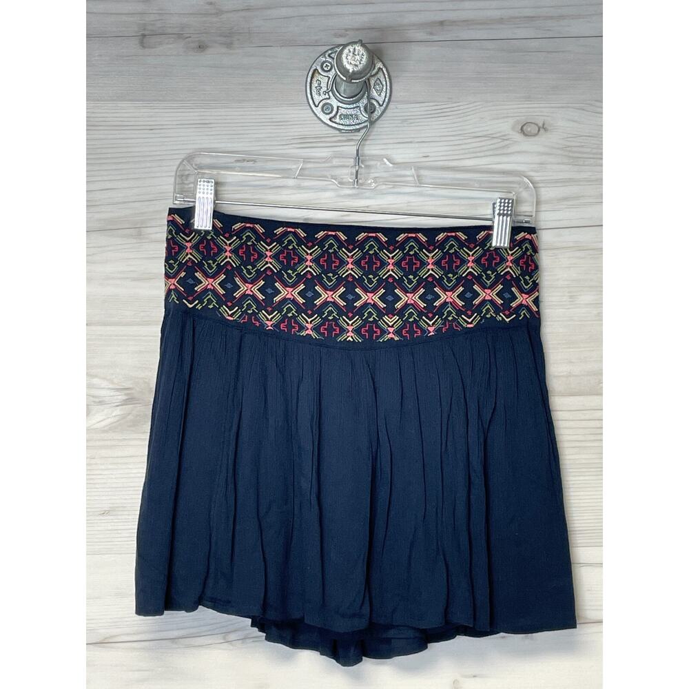 Hollister Mini Skirt Size S Womens Blue Short Pull On Embroidered Lightweight